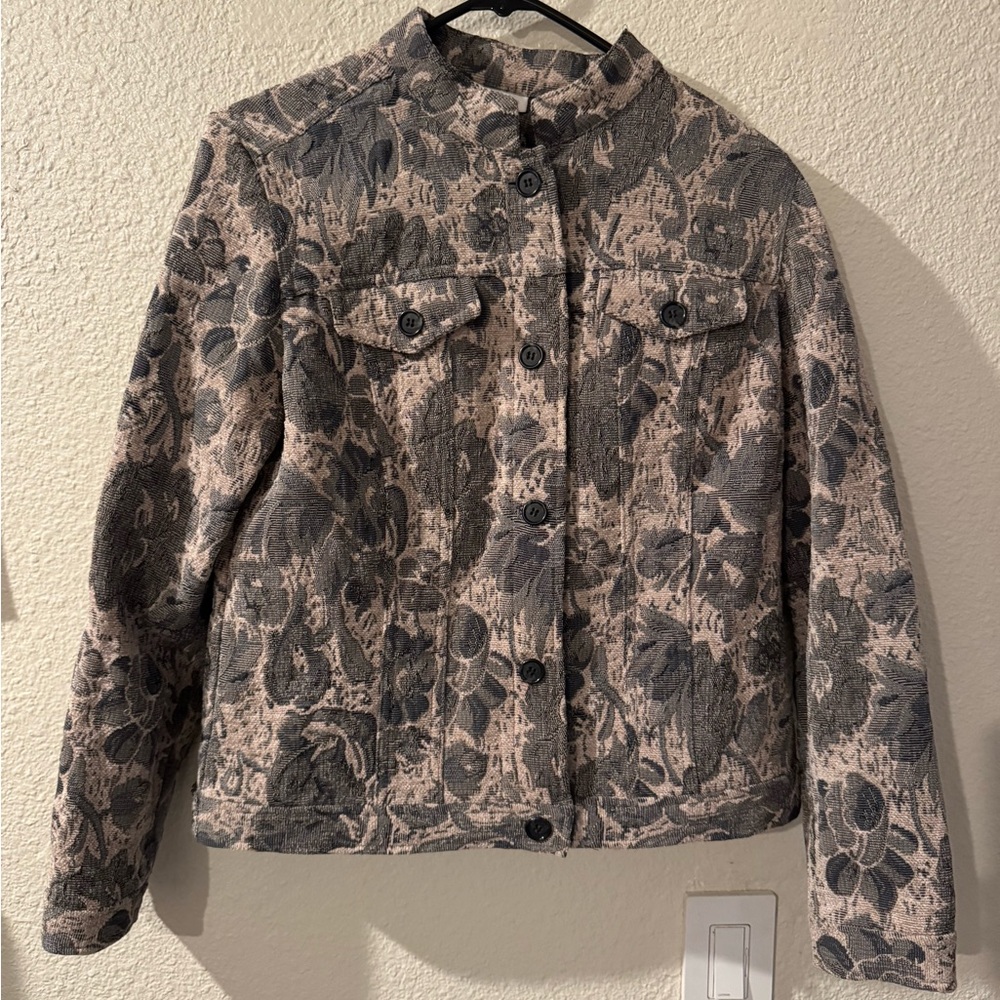 Charter Club Gray and Beige Floral Jacket